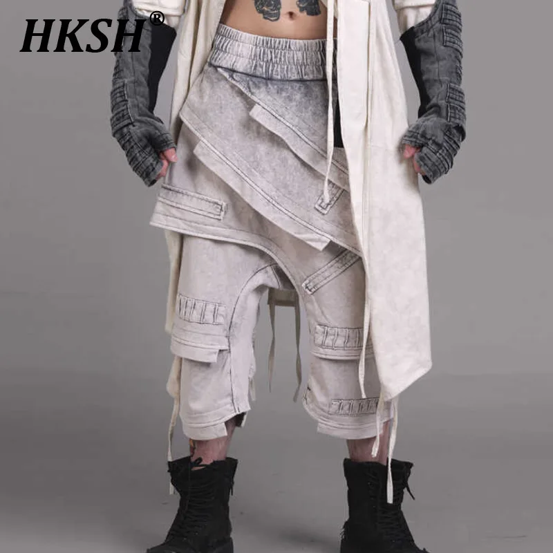 HKSH Spring Summer New Men's Tide Waste Land Style Shorts Niche Distressed Deconstruction Cropped Pants Punk Capris Chic HK1496