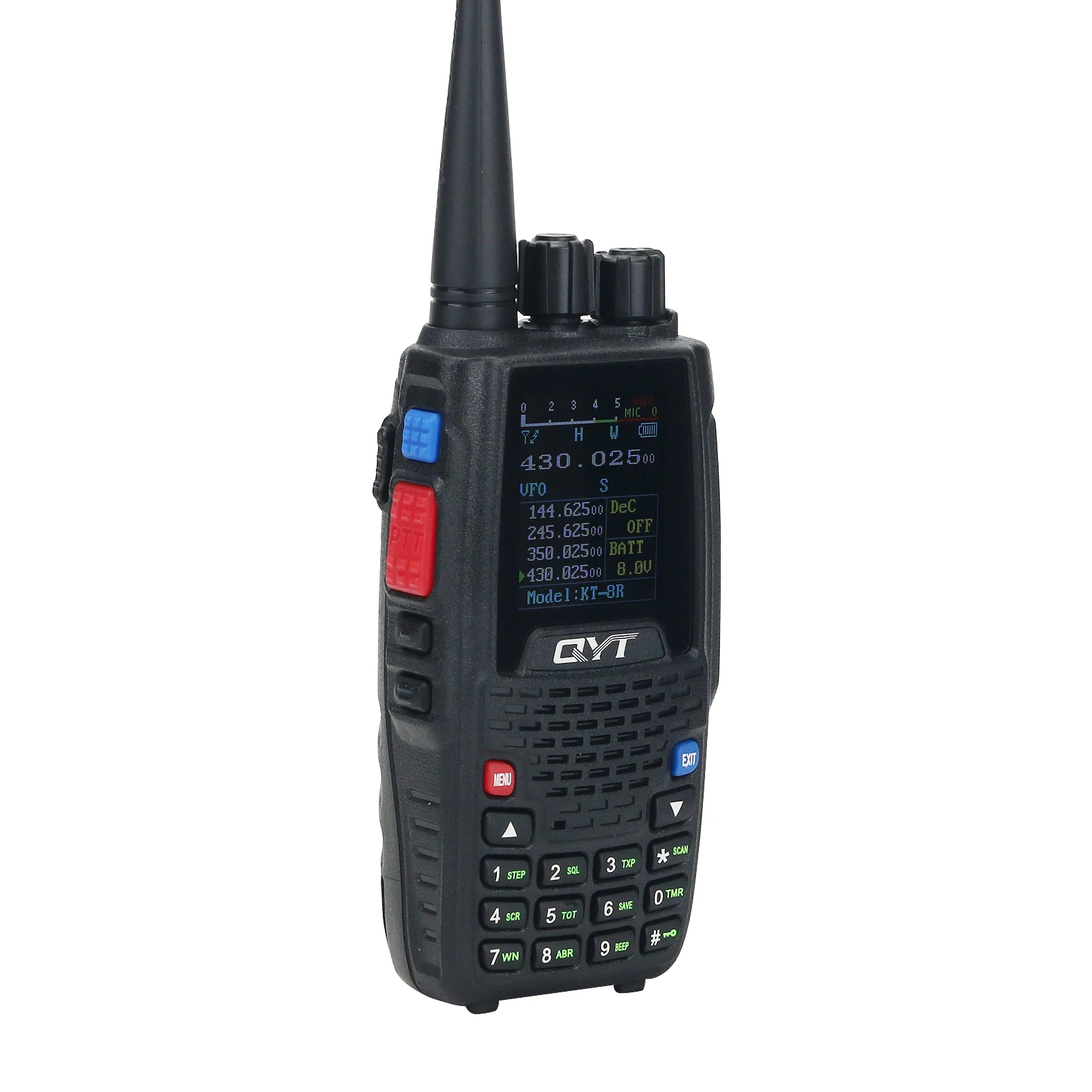 Imagem -02 - Qyt-transceptor Portátil com Tela Colorida Kt8r Vhf Uhf Walkie Talkie de Rádio Quatro Bandas 5w 35km