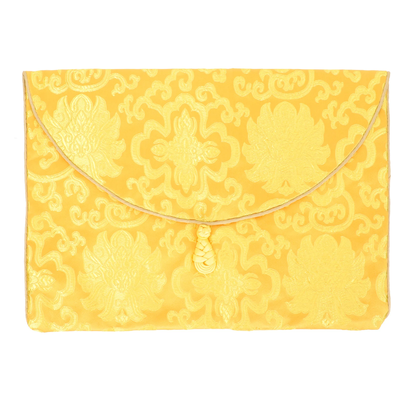 Silk Brocade Envelope A4 Size Large Document Pouch Chinese Knot Closure Gift Card Holder For Weddings Buddhist Scriptures