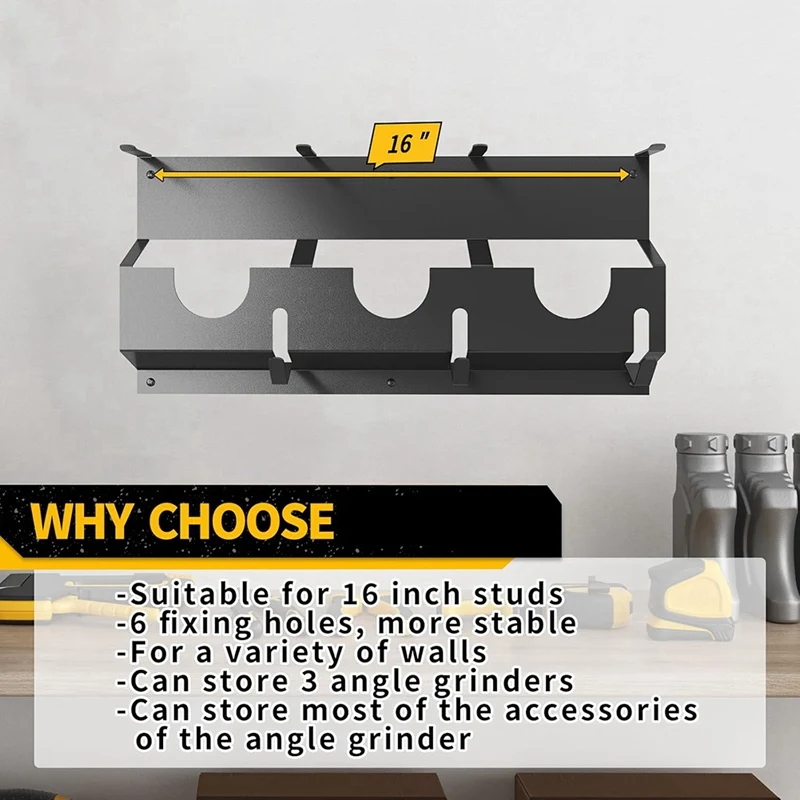 ABKP-Soporte para amoladora angular, soporte para herramientas de amoladora angular para estante de almacenamiento de herramientas Milwaukee/Dewalt, soporte de montaje en pared para cortadores