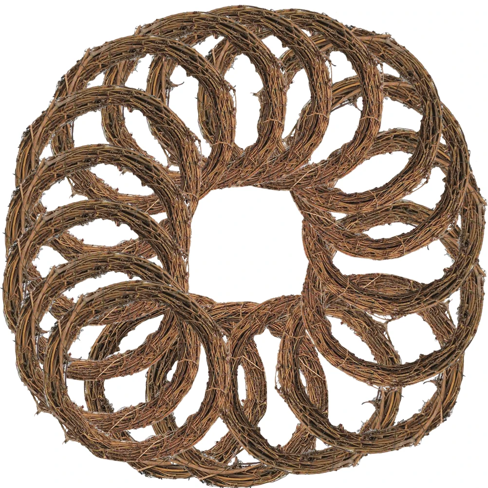

16 Pcs Rattan Garland Flower Christmas Wreath Outdoor Wicker Wreaths Small Garden Ring