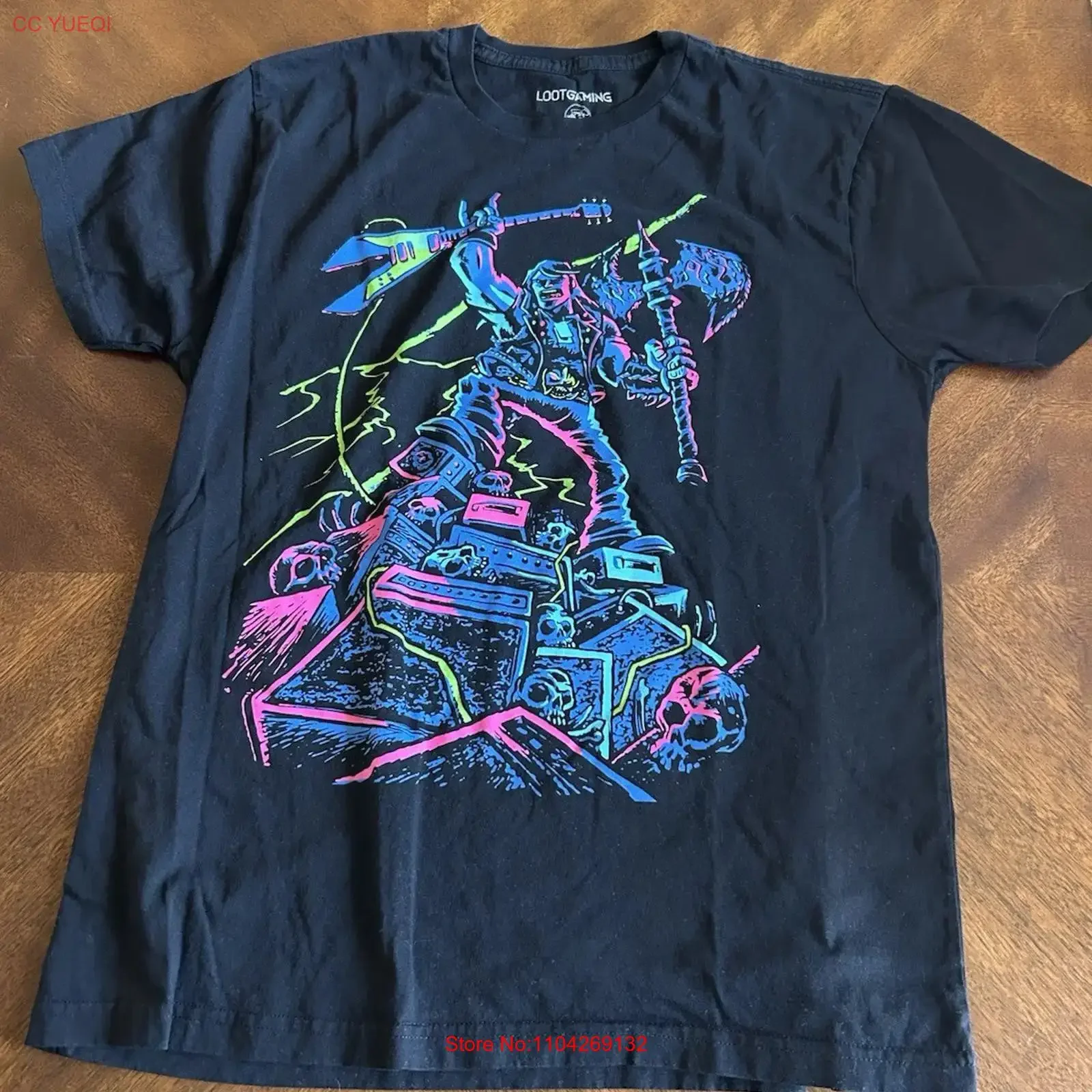 Guitar Hero T Shirt Adult Medium Black Cotton Crew Neck Gamer Loot Gaming Skater vintage Washed Versatile Slightly Unisex