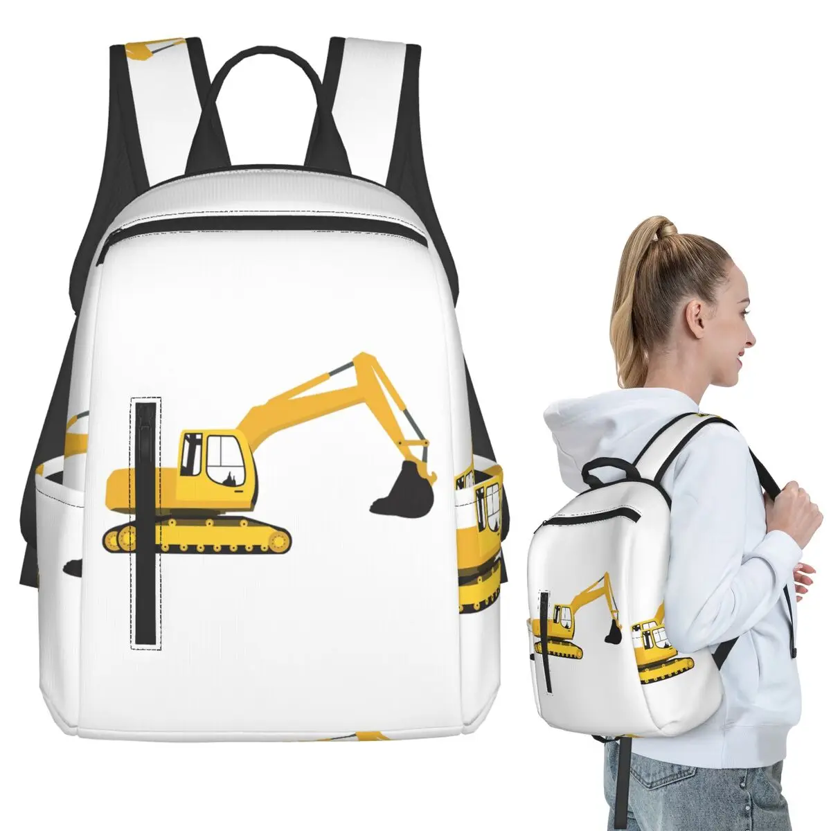 Excavator Construction Truck Backpack Student Boys Girls BookBag Kids School Bag Laptop Shoulder Bags for Men Women