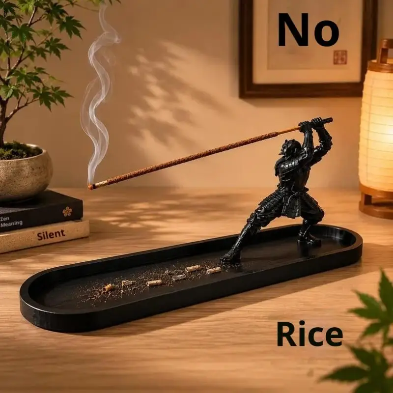 1 Stück Samurai-Stil Räuchergefäß mit Ascheauffangbehälter & Aufbewahrungsfach Yoga-Altar-Deko Krieger-Räucherhalter – Detail 4