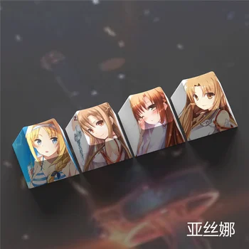 4ks anime klávesy na zakázku, personalizované klávesy s třešňovým profilem a výškou R4 pro mechanickou klávesnici, sublimační PBT klávesy 8 nejlepší prodej vlastní tisk kláves - №5