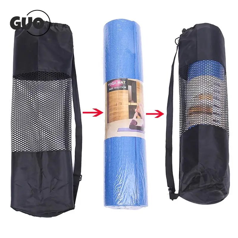 Yoga Mat Carrier Mesh Bag Nylon Yoga Mat Storage Bag Backpack Waterproof Fitness Center Black (Yoga Mat Not Including)