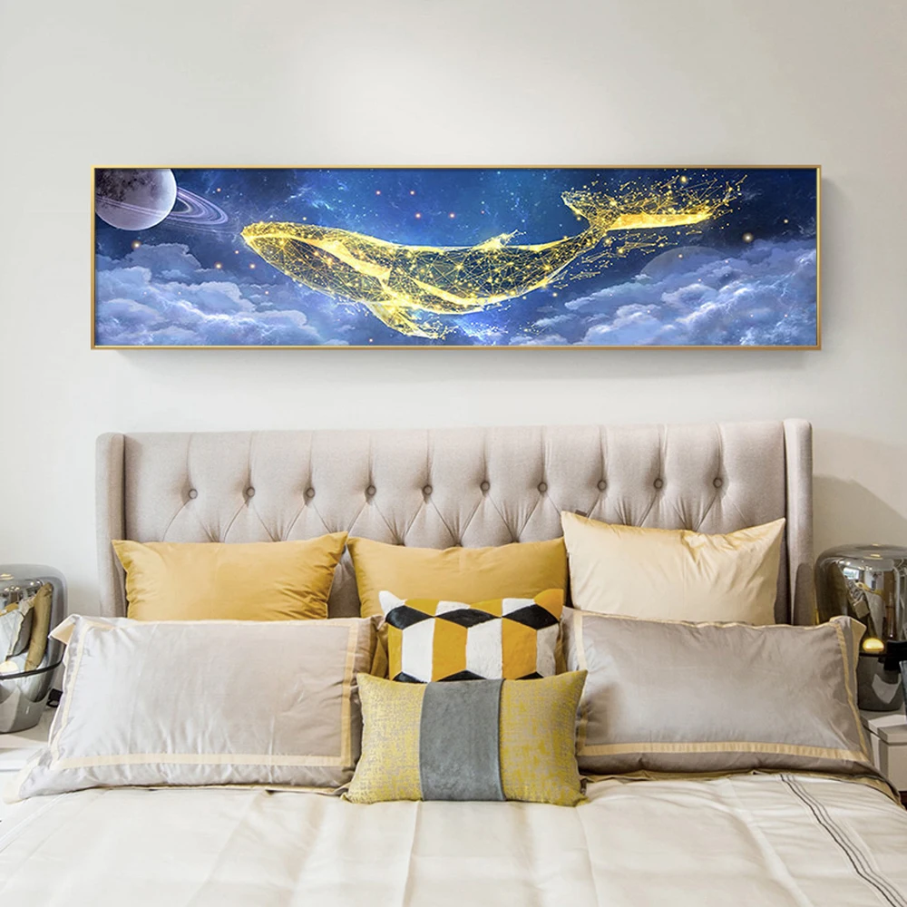 

DIY 5D Diamond Painting, Blue and Gold Whale, Large Diamond Embroidery, Mosaic Animals Cross Stitch, Living Room Wall Art, Decor