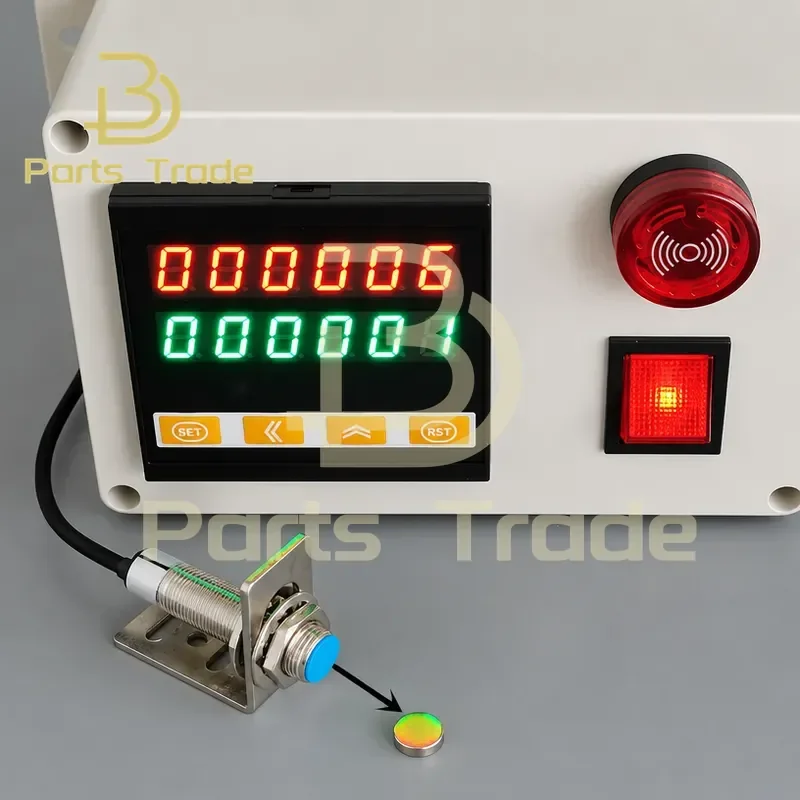 Industrial Conveyor Belt Electronic Digital Display Counter with Infrared Sensor Alarm Transmitter for Communication Computer
