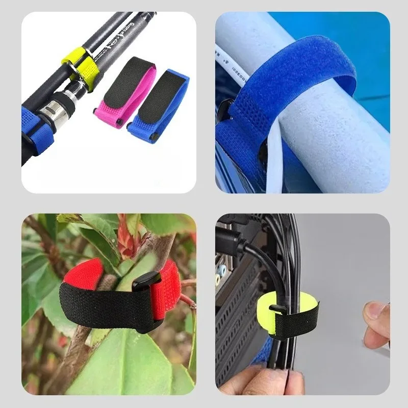 5 ~ 20 stücke Angelrute Krawatte Halter Strap Wiederverwendbare Haken Schleife Krawatten Gürtel Angelrute Umreifung Wrap Band Fisch werkzeug Linie Draht Veranstalter – Detail 6