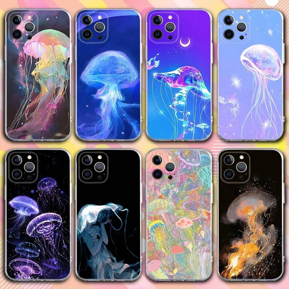 

Cute Cartoon Jellyfishes Phone Case For iPhone 17,16,15,14,13,12,11 Pro,Max,Plus,X,XS,XR,SE4,E Mini Transparent Soft Cover