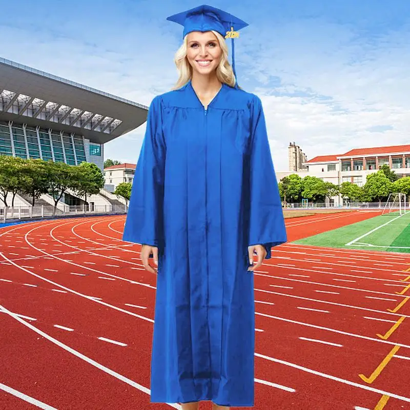 Adulto Estudante Graduação Boné e Vestido Conjunto, Uniforme Escolar, Robe Acadêmico, Terno Grau Universitário, Vestido de Graduação