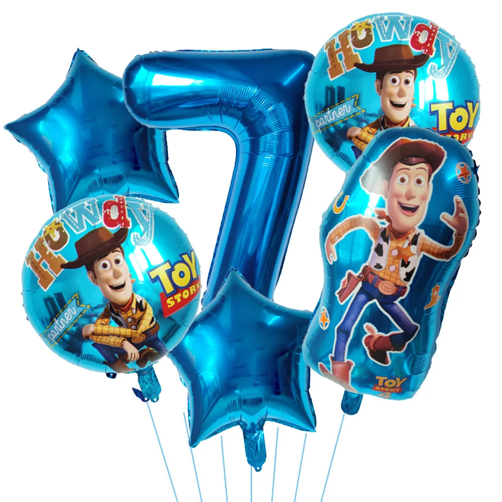 Disney Toy Story Buzz Lightyear Cartoon Foil Balloons 32inch Blue Number Baby Boy Blue Air Ballon Birthday Party Decor Kids Toys