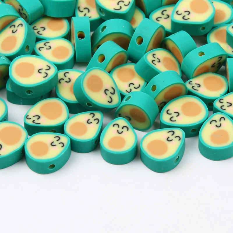 Green Oval Smile Clay Spacer Beads 20/50/100pcs/lot Polymer Beads For Jewelry Findings Making DIY Bracelet Necklace Accessories