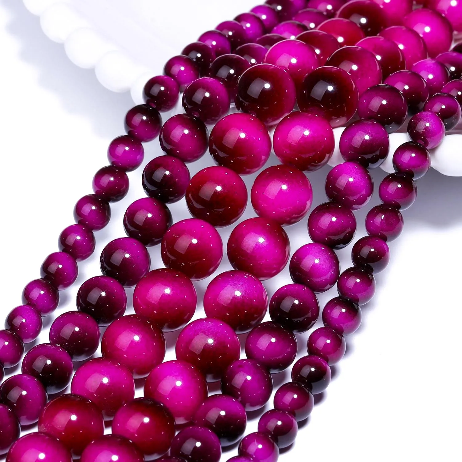 6 8 10 12mm Rose Red Tiger Eye Imitation Glass Beads Round Loose Spacer Beads for DIY Jewelry Making Bracelet Necklace Earrings