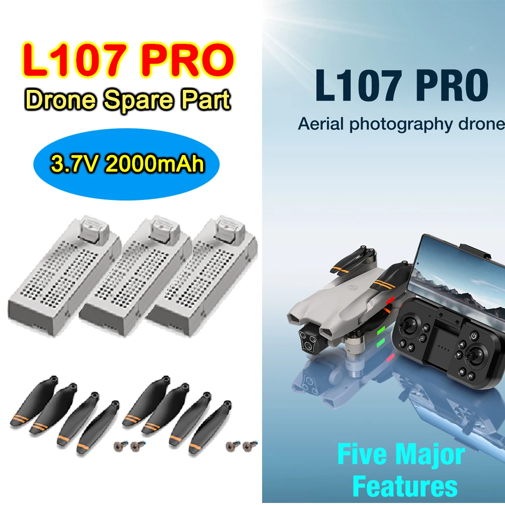 Brushless Drone L107 PRO Mini Quadcopter Original Spare Part L107PRO Battery 3.7V 2000mAh Lithium Battery / Propeller Maple Leaf