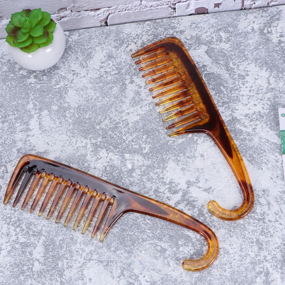 

2 шт. расчески с изогнутой ручкой, ретро-инструменты для укладки волос, с широкими зубьями, стимулирующие кровообращение, антистатические, для гладкой текстуры