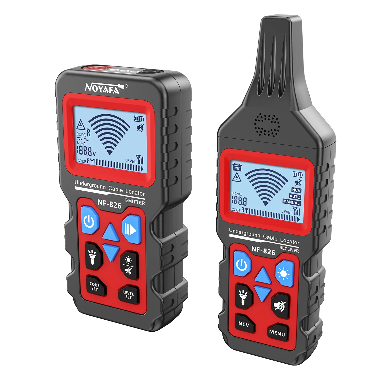 NOYAFA NF-826 High Voltage Cable Fault Locator Easy Use Underground Cable Fault Locator LCD Display ABS Material Lithium Battery