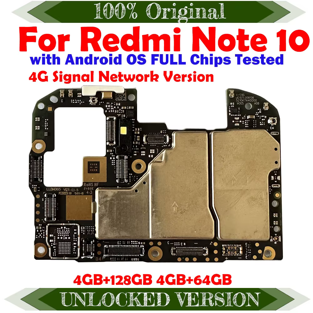100% Original 4G Mainboard For Redmi Note 10, Tested And Unlocked
