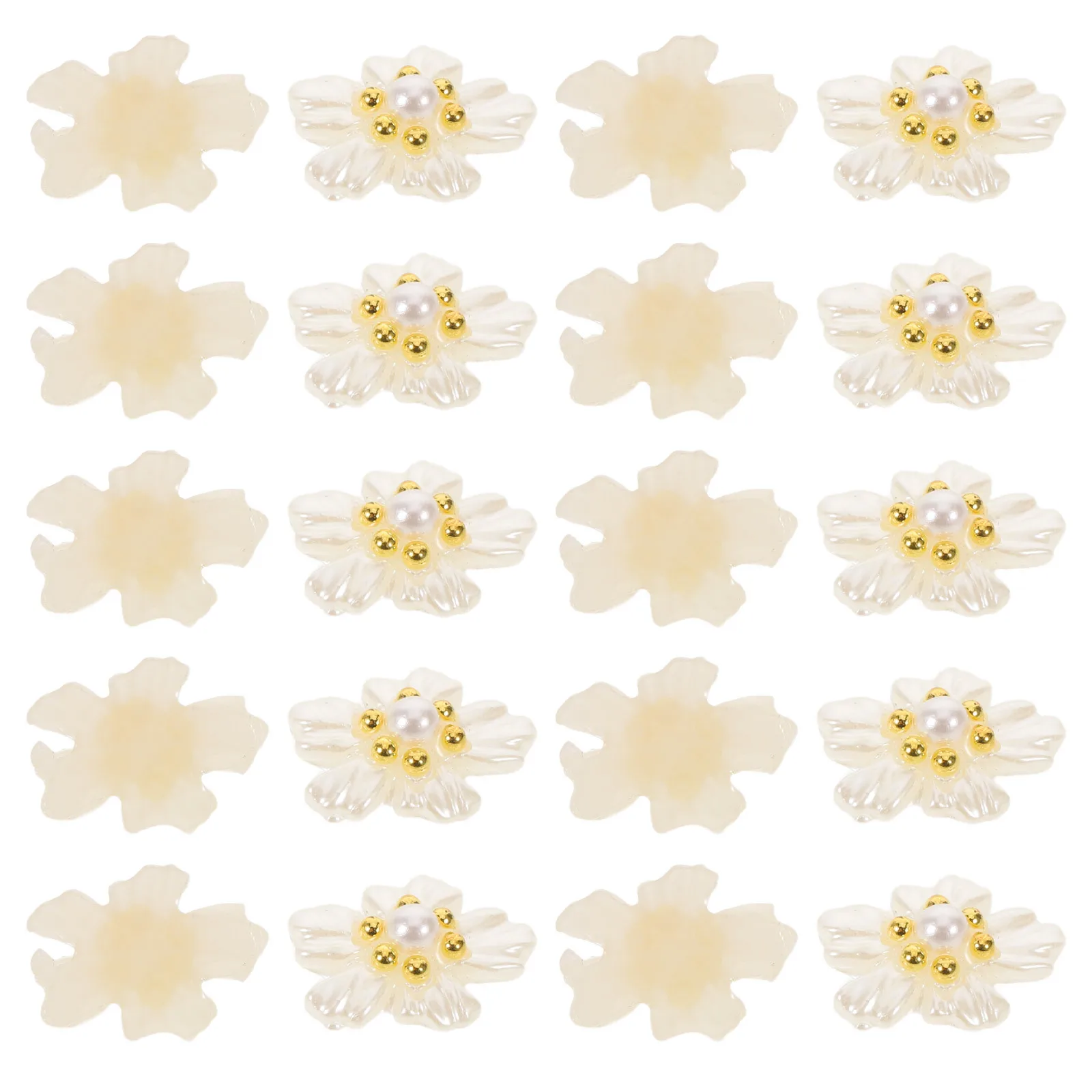 

20pcs Flower Accessories White Pearl Acrylic 3D Crystal Flower Charms For Nail Art Decoration Floral Gems Lightweight Diy