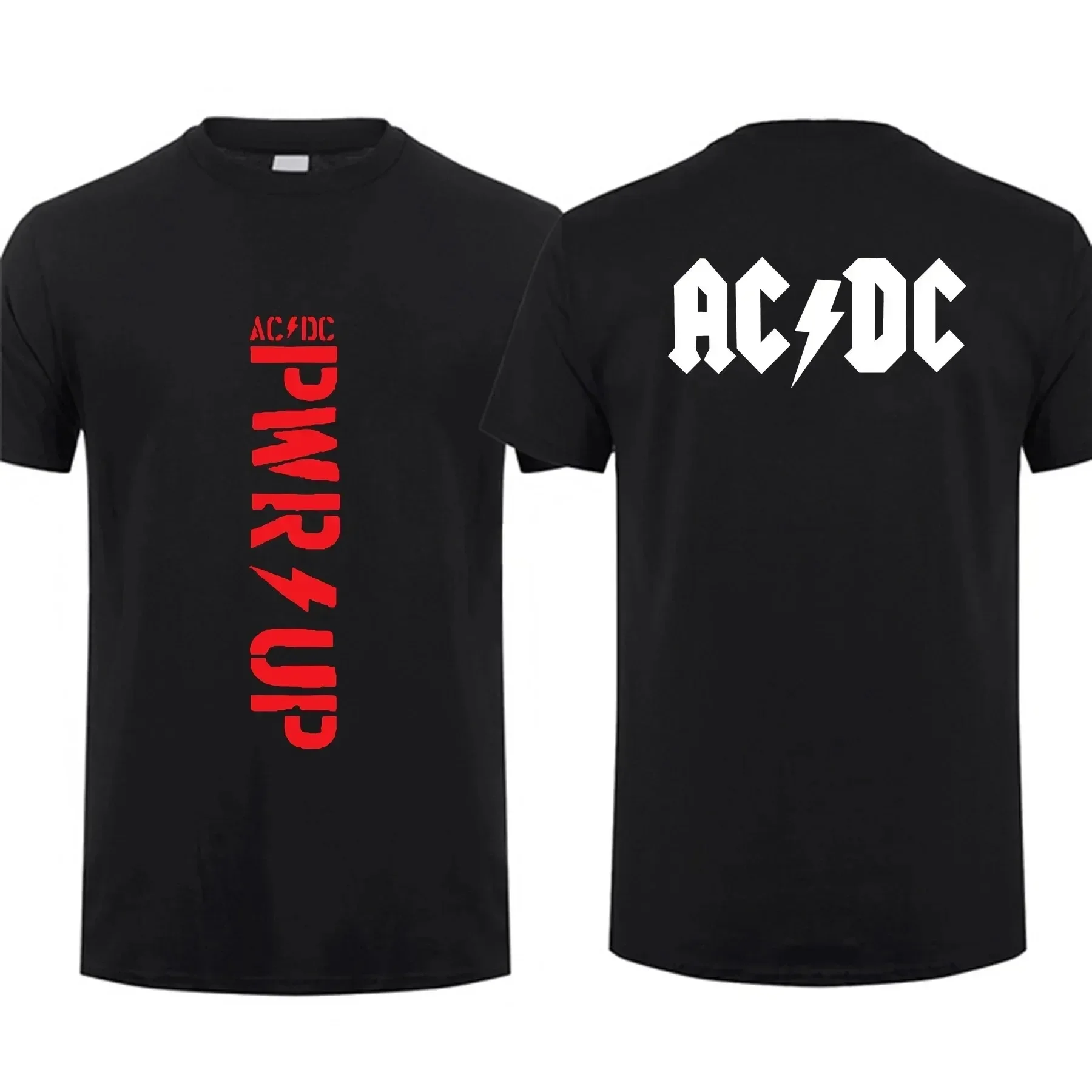 2024 Hot Sale Summer 100% Cotton Legendary Band AC Power Up DC Black T Shirt Men Short Sleeves Cool Hip Hop Streetwear T-shirt