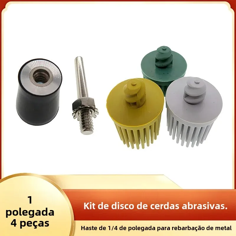 4-pcs-1-polegada-25mm-kit-de-disco-de-cerdas-abrasivas-com-suporte-suporte-1-4-polegada-haste-para-metal-rebarbacao-polimento-limpeza-remocao-ferrugem