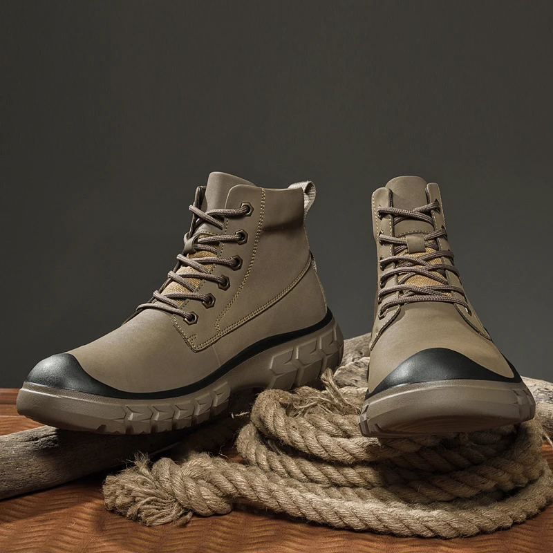 Men High Top Boots  Fashionable Classic Outdoor Casual Flat Bottomed  Lace Up Men Boots