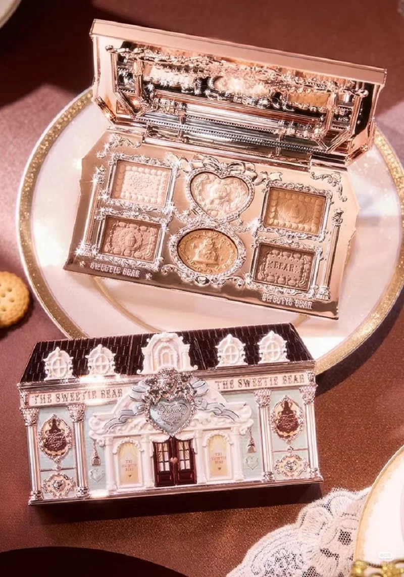 Flower Knows Sweetie Bear Collection Embossed 6-Color Eyeshadow Palette Matte Pearlescent Eyeshadow Natural Makeup Cosmetics