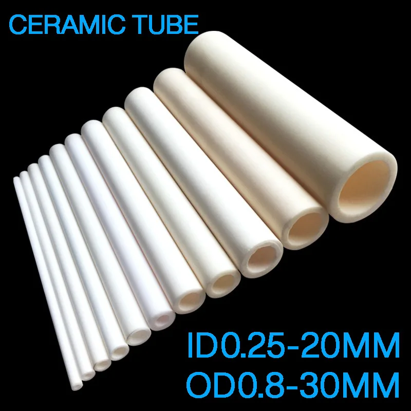 Ceramic Tube ID 0.25-20mm Aluminum Oxide High Temperature Resistant Insulation Hollow Thermocouple Protection Ceramic Tube