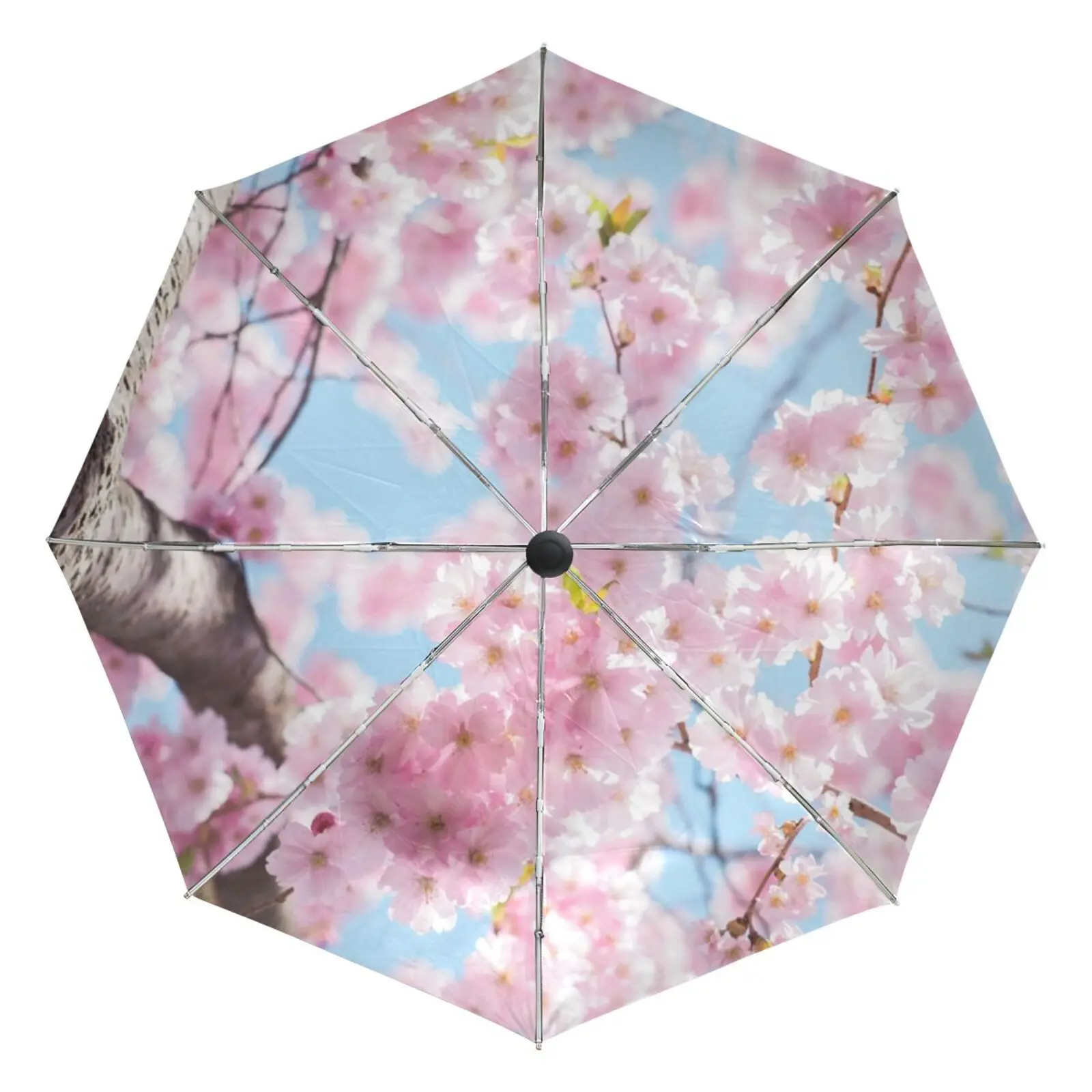 

New Automatic Umbrella High Quality Sakura print Woman 3 Folding Parasol Fashion Lady Portable Girl Friend Gift For Wife