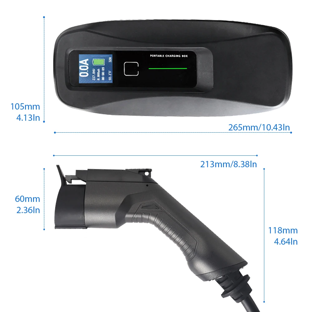 16A Level2 IP67 Type1 Caixa portátil do carregador EV do carro elétrico