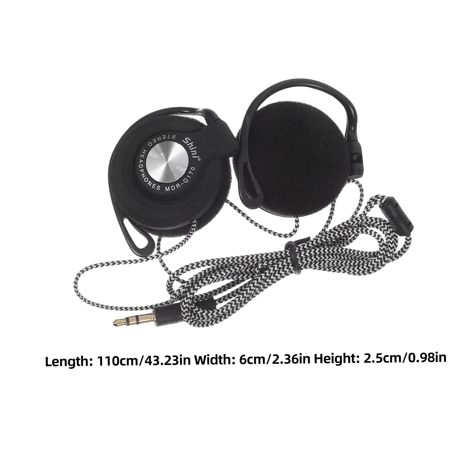 1 Pair Earhook Headphones Wired 3.5Mm Stereo In-Ear Earbuds Noise Isolating For Phone Computer Dvd Sports Clip On Ear Headset