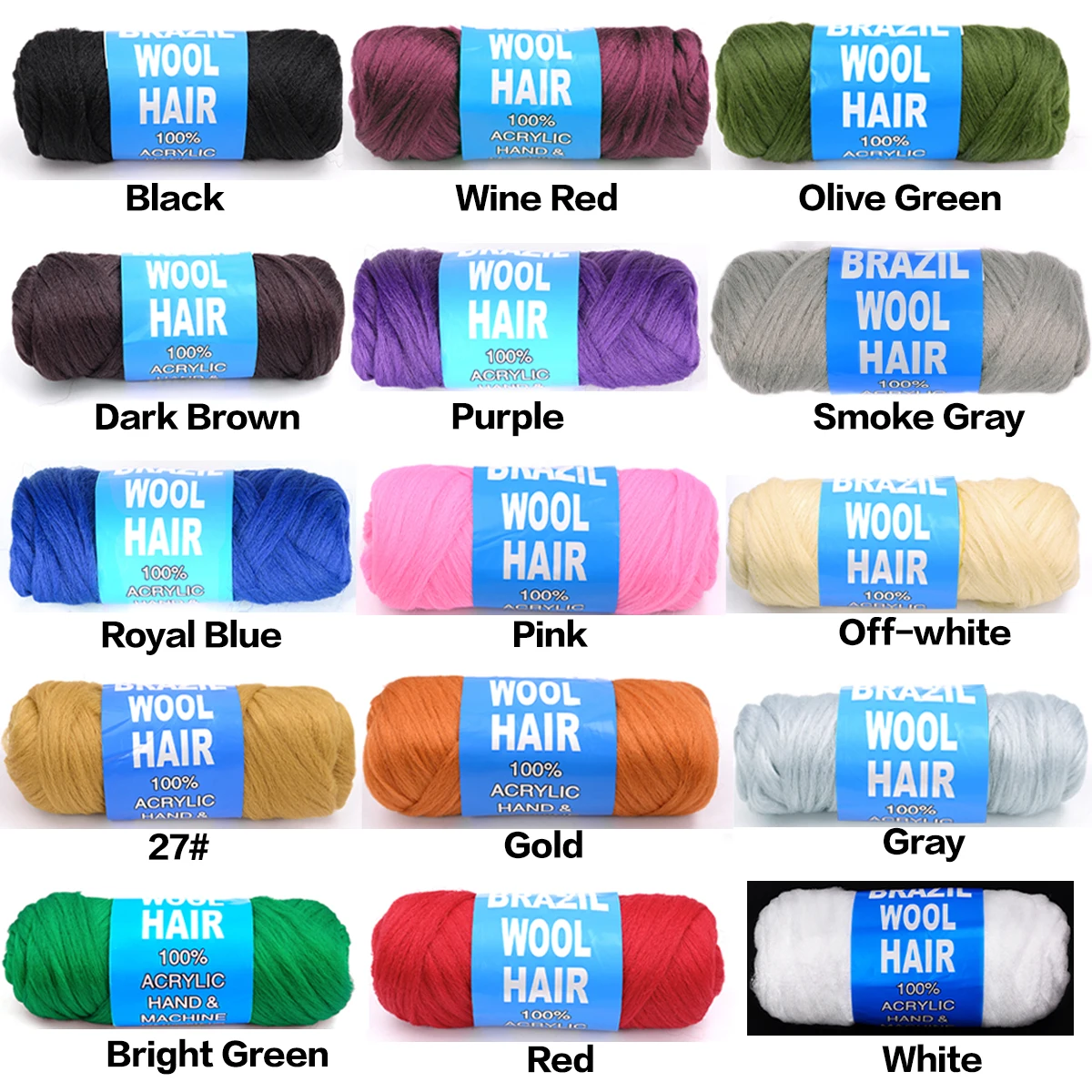 Schwarzes brasilianisches Woll-Acrylgarn für afrikanische synthetische Haarverlängerungen zum Häkeln, Jumbo-Zöpfe, Twist-Wraps, 70 g/Rolle – Detail 2