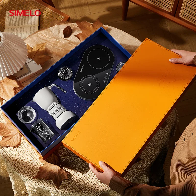 SIMELO Electric Mocha Pot Fresh extract Coffee Gift Box Electric pottery furnace Mocha Pot Set Aluminum Moka Pot Coffee Maker