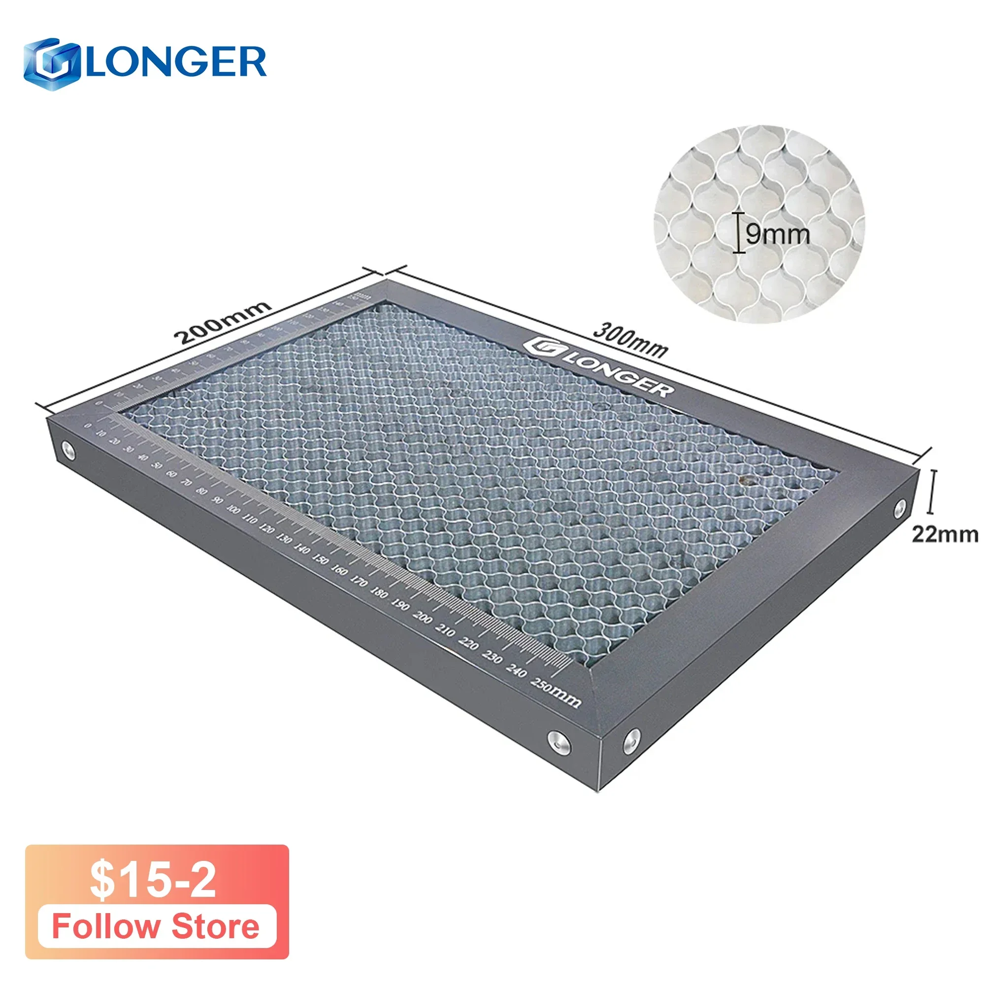 

Longer Honeycomb 300*200*22mm Working table Fast Heat Dissipation Desktop-Protecting Compatible Laser Engraver Cutting Machine-2