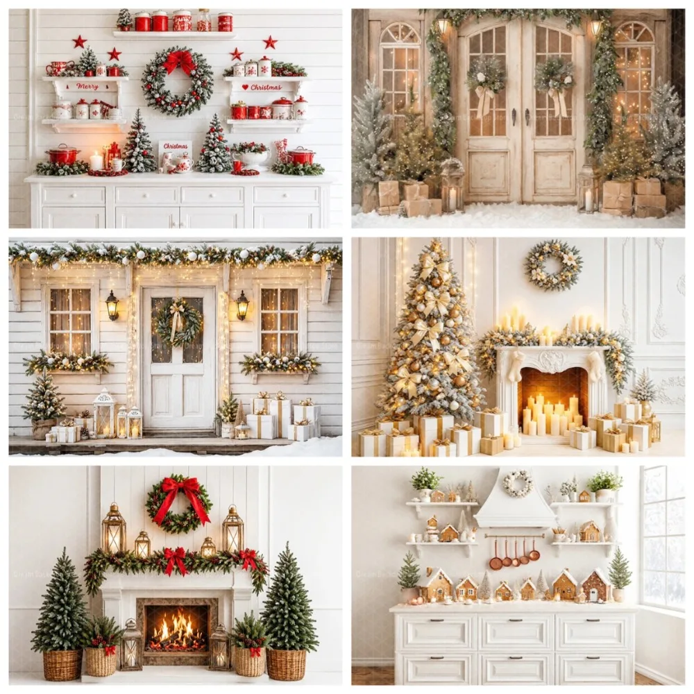 Winter Christmas White Room Window Theme Banner Decoration Background, Christmas Party, Home Decoration Photography Background