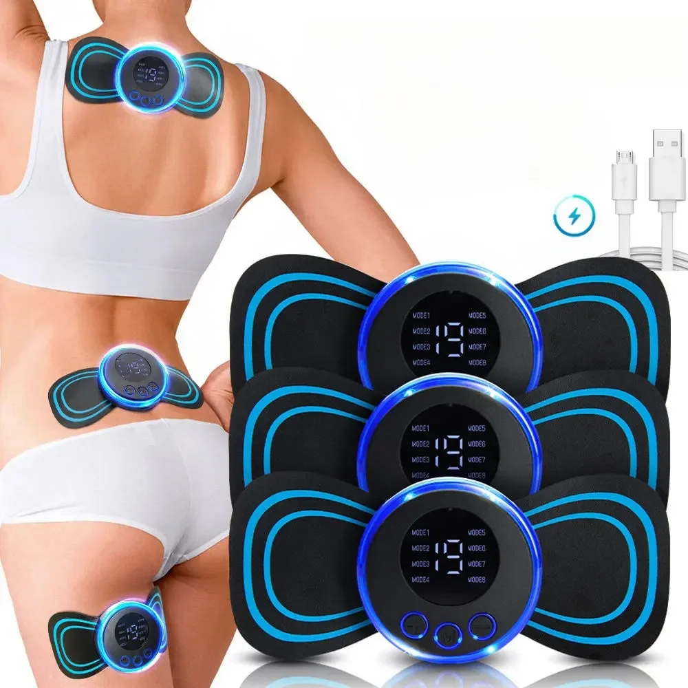 EMS Neck Massager with LCD Display, 8 Modes 19‑Level Intensity Pulse Muscle Stimulator, Cervical Back Massage for Fatigue Relief