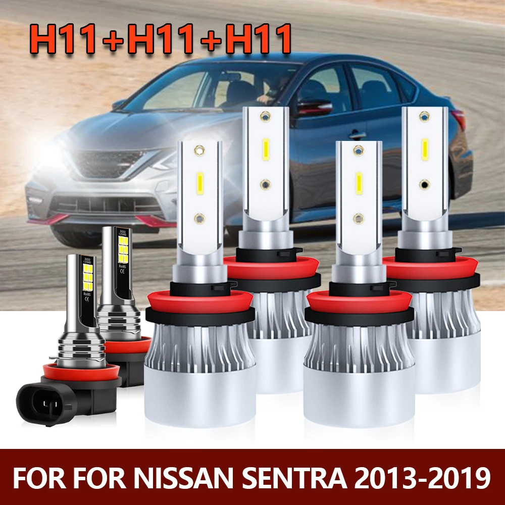 

6x H8 H9 H11 LED Headlight High Low Combo Bright CSP Bulbs+Fog Lights For Nissan Sentra 2013 2014 2015 2016 2017 2018 2019