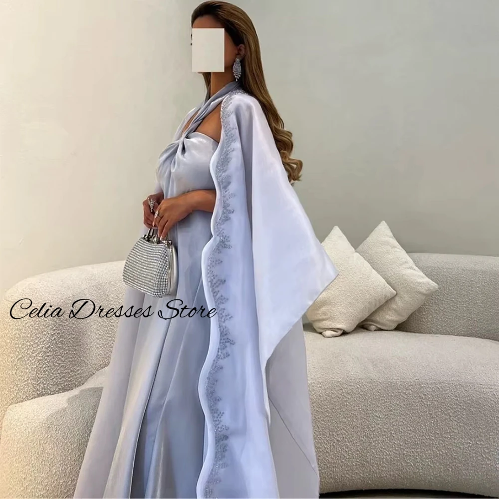 Soft Light Purple Organza Evening Dress Customized Halter Shawl Homecoming Dresses Sparkly Crystal Special Occasion Gowns