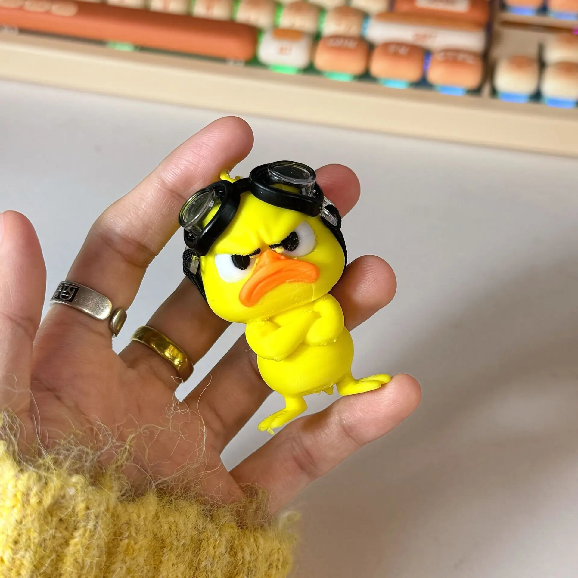 1PC An Angry Chest Hugging Duck Ornament with Swimming Goggles, Suitable for Multiple Scenes As Decoration and Party Gifts