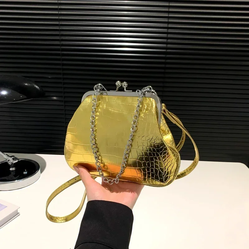 Alligator Texture Leopard Chains PU Hand Bags Fashion Shoulder Bags Solid Crossbody Bag 2024 Hot Sale Bags for Women Minaudiere