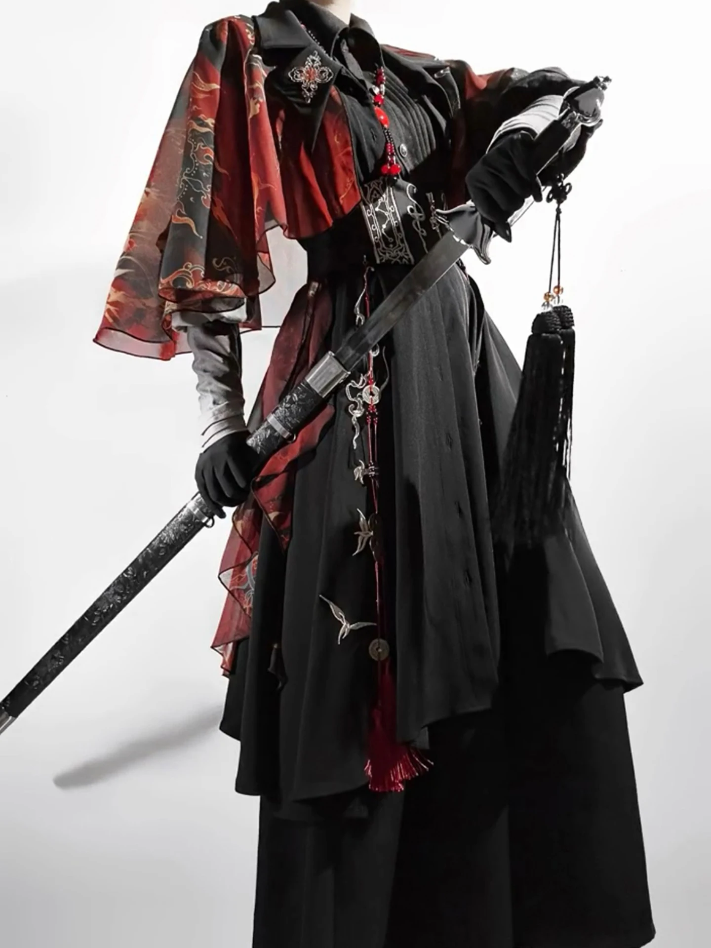 

New Chinese Sle Embroidered irt Dr with awl loween Costume Red Dunhuang Women's Hanfu Clothing Autumn 2025