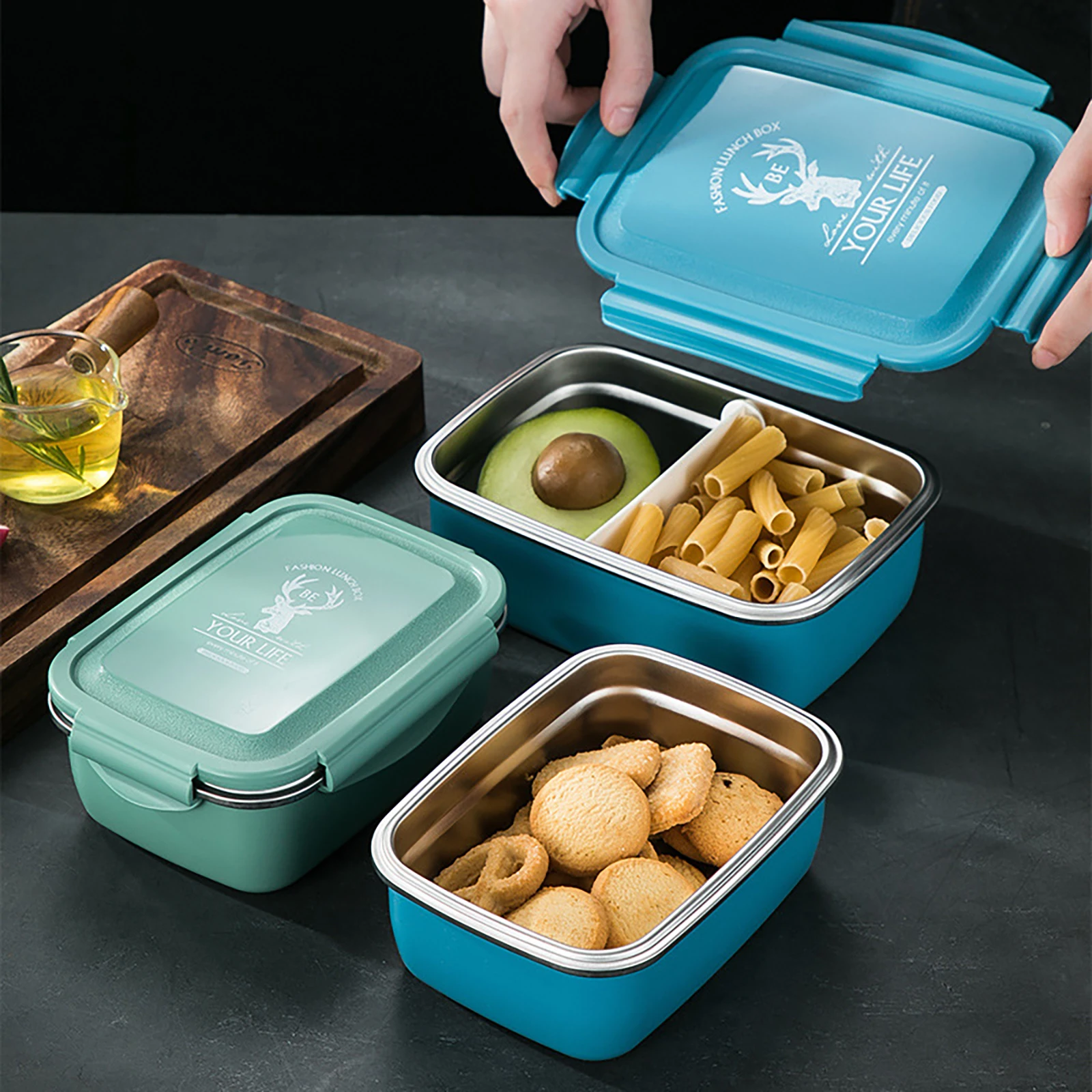 Edelstahl behälter tragbare Bento-Box auslaufs ichere umwelt freundliche Brotdose