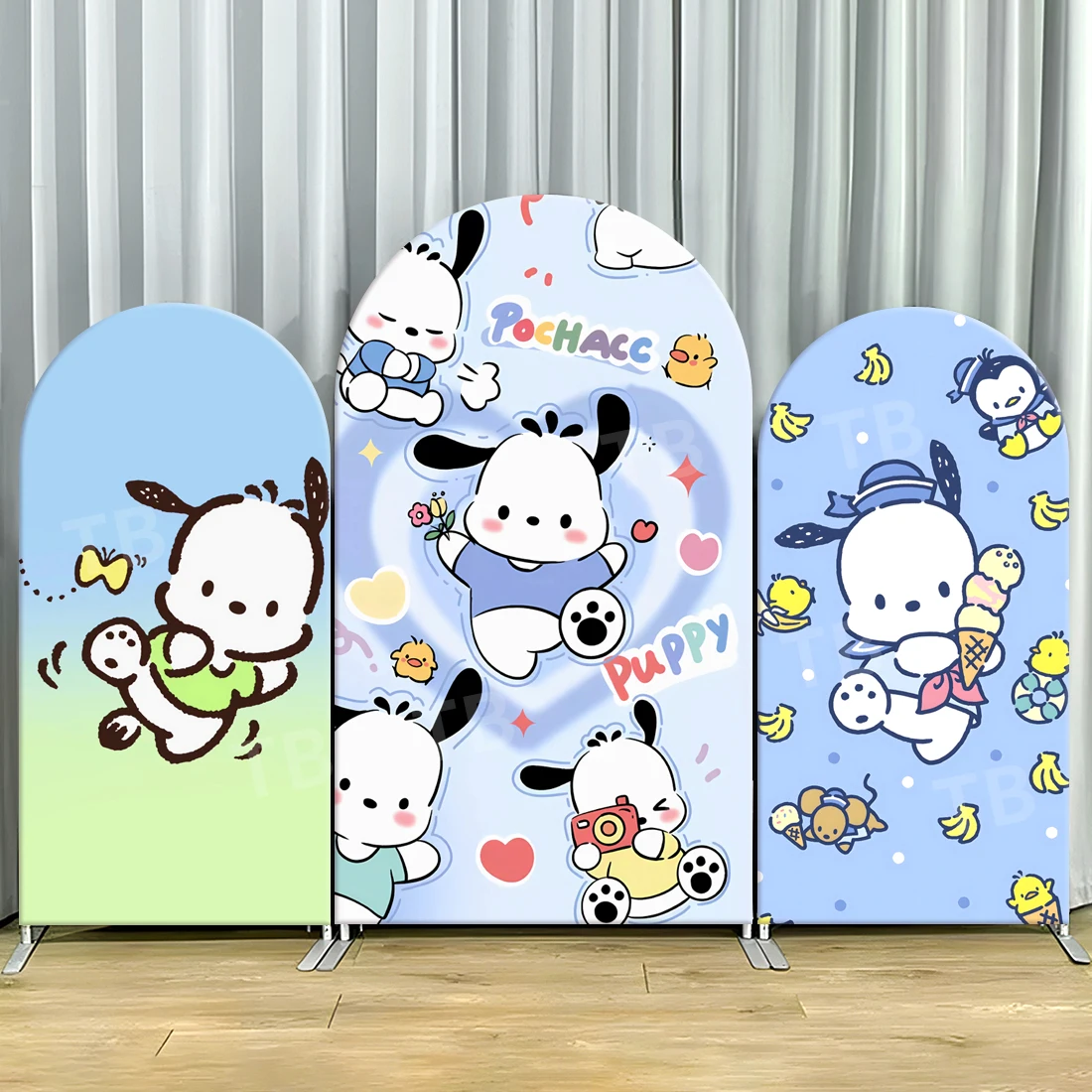 

Cartoon Sanrio Pochacco Arch Backdrop Covers for Kids Birthday Party Decoration Photograph Background Wall Baby Shower Supplies