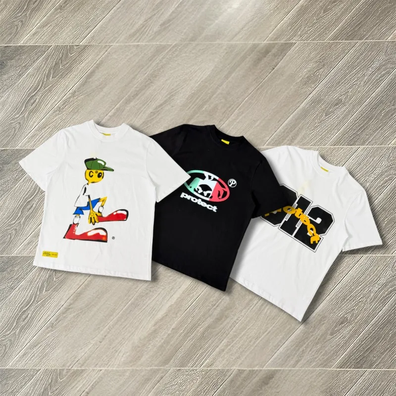 26SS Fashion Protect T-Shirt Streetwear High Quality Cotton Casual Loose Short Sleeve Tee Tops Harajuku