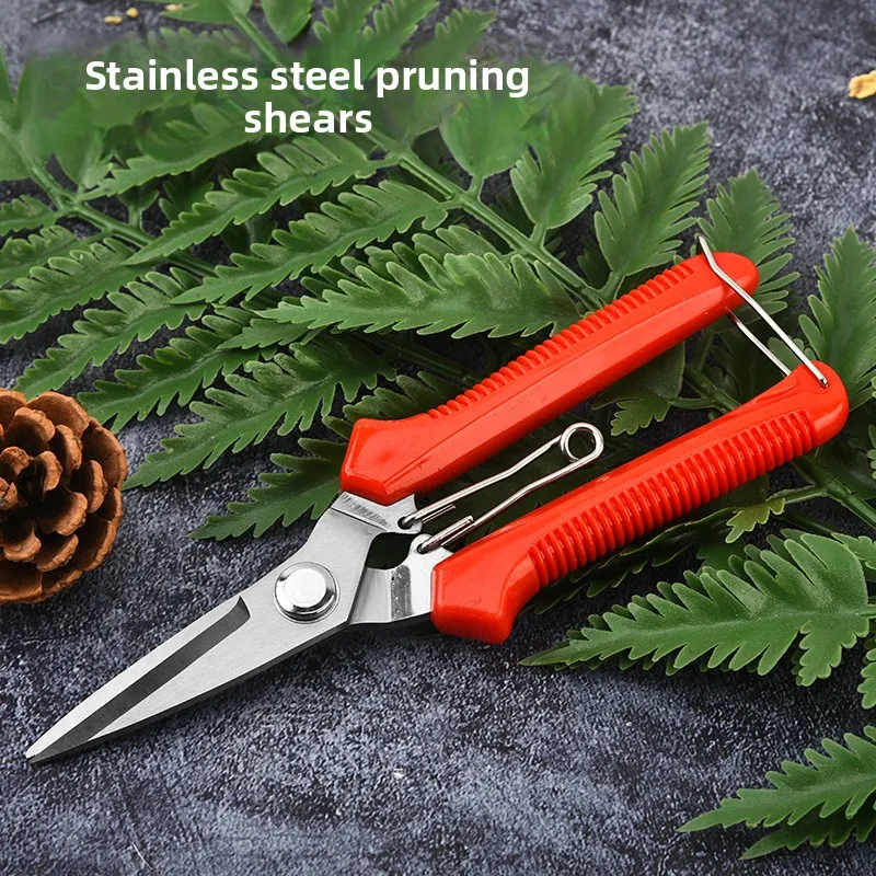 190mm Straight Head Pruning Shears Non-slip Handlestainless Steel Outils Manuels Household Bonsai Garden Scissors Pruing JJ2842
