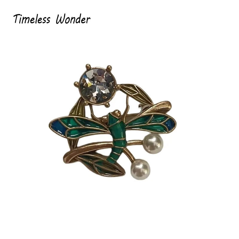 Timeless Wonder Fancy Enamel Zircon Dragonfly Brooch Pins for Women Designer Jewelry Runway Top Bride Gift Trendy Rare Mix 5283