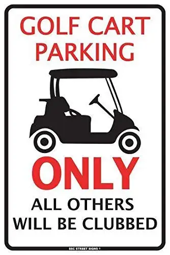 HomDeo Metal Tin Signs 8x12 Inches Farm Novelty Cafe Golf Cart Parking Only Wall Decor Vintage Decorations sign