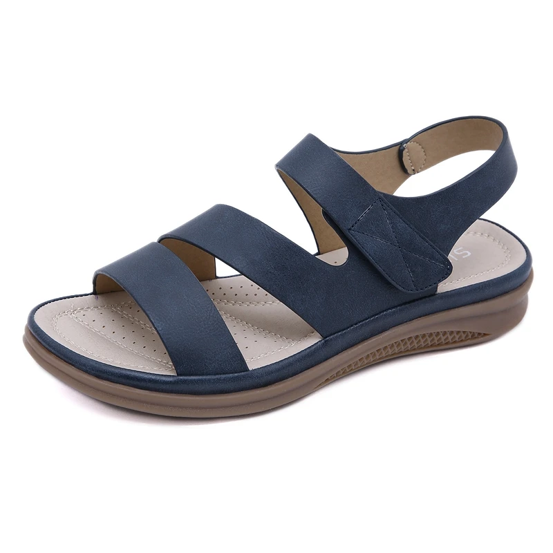 Sandalias planas con cuña para mujer, zapatos ligeros de suela suave, Punta abierta, talla grande, informales, bohemios, Verano