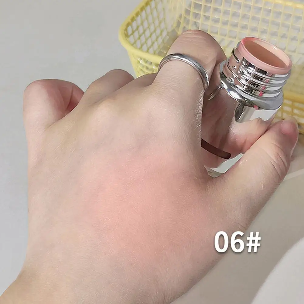 6Colors Liquid Blusher Matte Blush Contour Brightens Face Cheek Rouge Water Light Blusher Big Sponge Brush Head Makeup