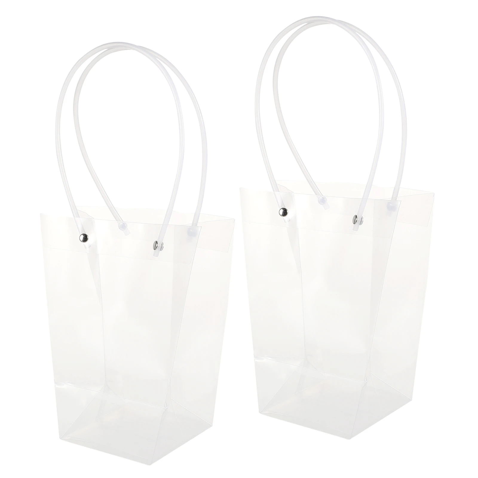 

2pcs Transparent Gift Tote Bag For Flower Bouquet Wrapping Storage Holder Premium Packaging Material Handheld Pouch Cake Present